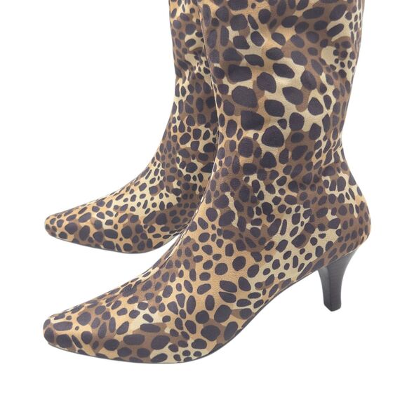 IMPO Stretch Namora Knee High Boots Cheetah Leopard Print Kitten Heel Zipper 10M - Picture 14 of 16